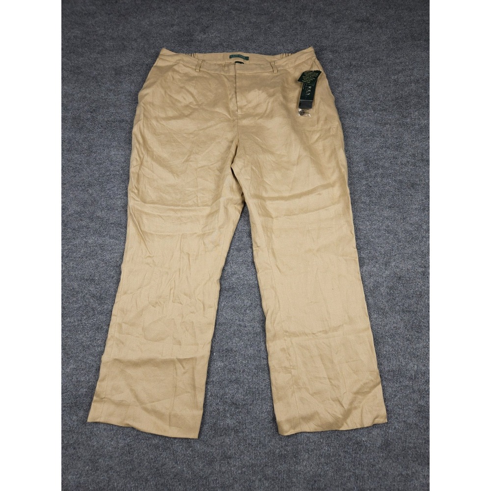 Lauren Ralph Lauren Linen Pants Women's 18WP (FITS 34 x‎ 28) Beige Lined NWT